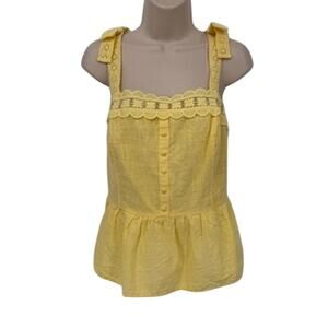 Milk & Honey Milkmaid‎ Peasant Top Womens Plus 2X Yellow Cotton Lace Crochet NEW